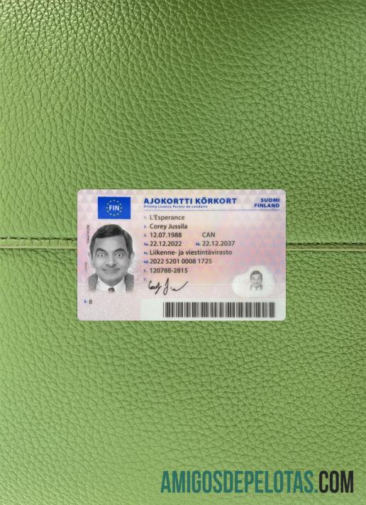 Carteira de motorista da Finlândia 2022 presente fotolook frente modelo